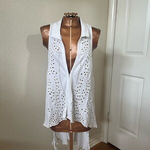 Elegant White Eyelet Women's Vest Top